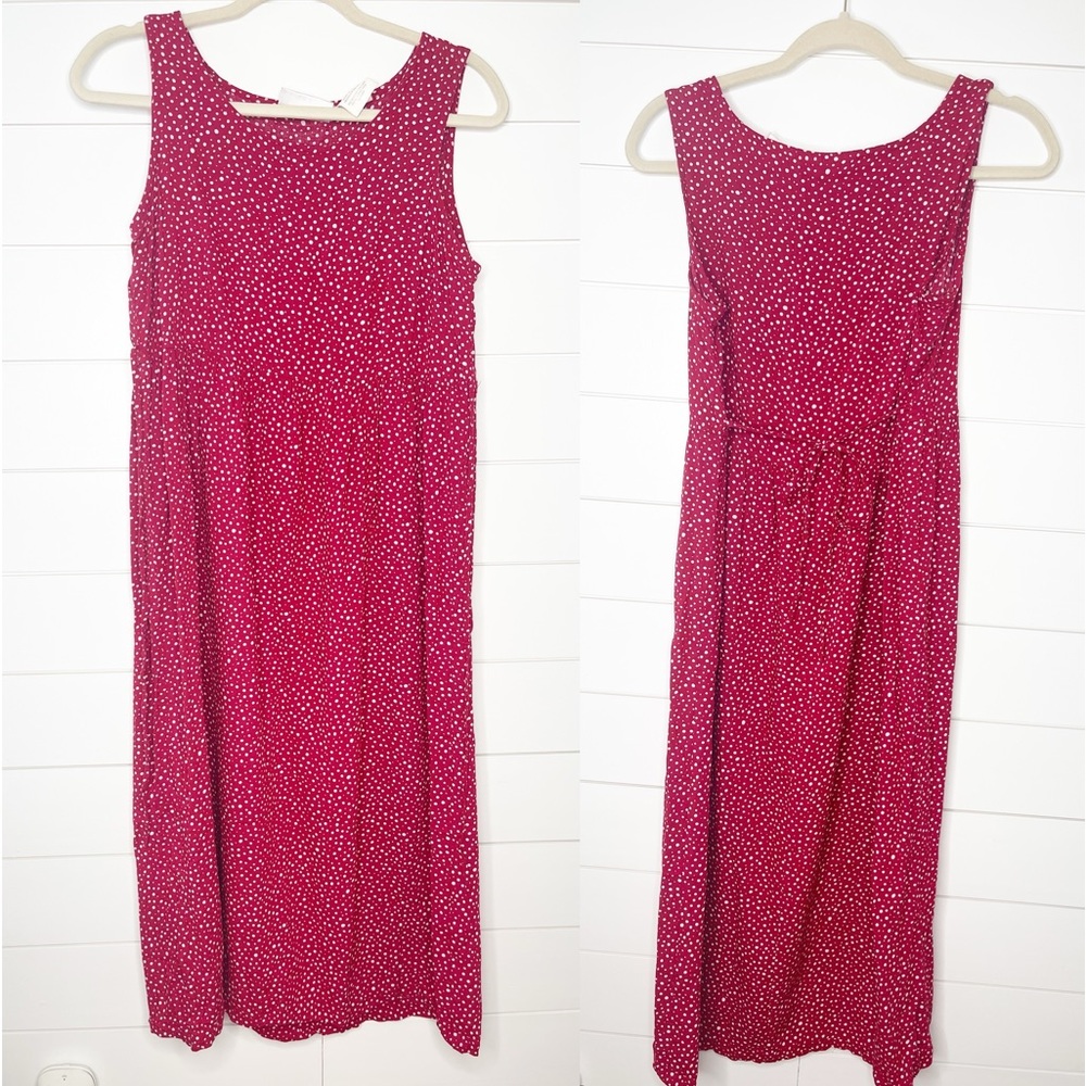 Erika Studios Retro Red Dalmatian Print Sleeveless Dress Petite Medium